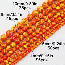 Hạt tròn ngọc lam tổng hợp tự nhiên màu cam 4/6/8/10m dùng làm vòng tay, vòng cổ, hoa tai, đồ trang sức thủ công thời trang - malachite màu vàng cam - Xem 2