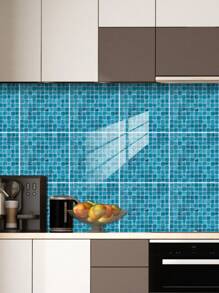 蓝色马赛克瓷砖贴纸套装或瓷砖贴纸套装自粘可拆卸可切割用于家居装饰PVC水晶膜瓷砖贴纸用于美化橱柜、餐桌、客厅、卧室、浴室、电视背景墙 - 彩色 - 查看 18