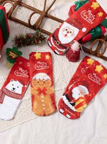 4 双印花圣诞老人图案短袜，时尚奢华，适合旅行、节日、聚会、度假、圣诞节、送给恋人、妈妈、周年纪念日、女儿、女士日常穿着的礼物，舒适 - 彩色 - 查看 7