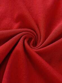 Christmas Funny Cartoon & Snowflake Graphic Round Neck Short Sleeve T-Shirt - Red - View 6