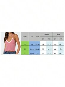 Women's Plaid Halter Camisole Open Back Lacing Terry Trim Sleeveless Sweetheart Neck Slim Fit Crop Tank Tops - Đỏ - Xem 4