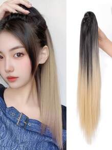 20 Inches Long Straight Ponytail Hair Extensions Synthetic Heat-Resistant Claw Clip-On Ponytail Hair Accessory For Women, Multi-Color Suitable For All Hairstyles - Multicolor - View 17
