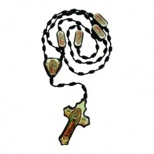 1 Stück handgefertigte katholische Halskette mit Anhänger, Kreuz, Medaille der Heiligen Jungfrau Maria, Schutz, Segen, katholischer Schmuck, Geschenkanhänger für Auto, Weihnachten, Halloween, für Männer und Frauen