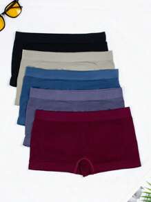 5 sztuk damskich bezszwowych i elastycznych, jednokolorowych, podnoszących majtki sportowe, wygodnych i oddychających, z niskim stanem