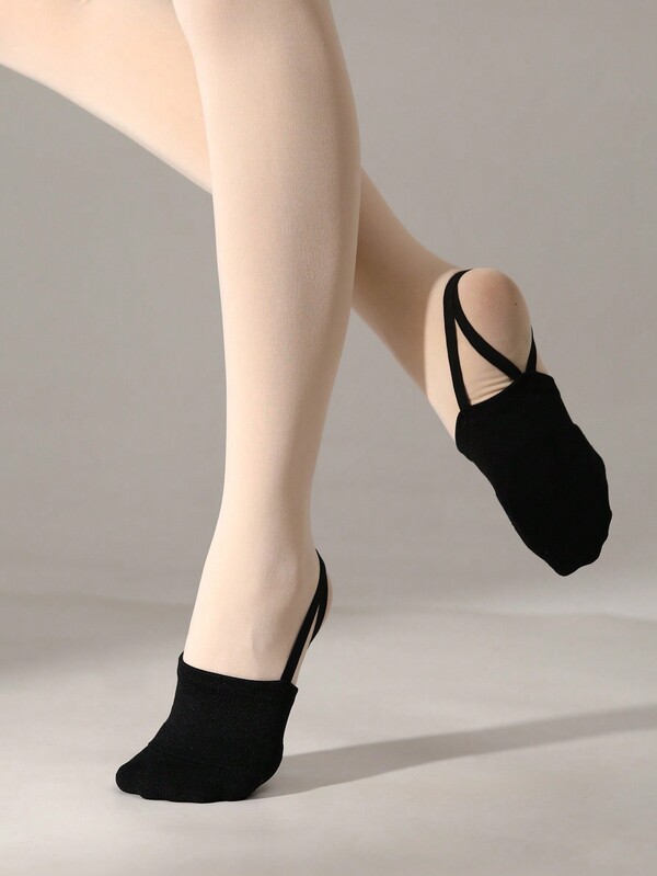 Chaussures noires à demi-orteils, chaussures de danse à semelle tricotée, chaussures de cheerleading et de gymnastique rythmique, chaussettes chaussures de ballet, chaussures de jazz étirables et pivotantes