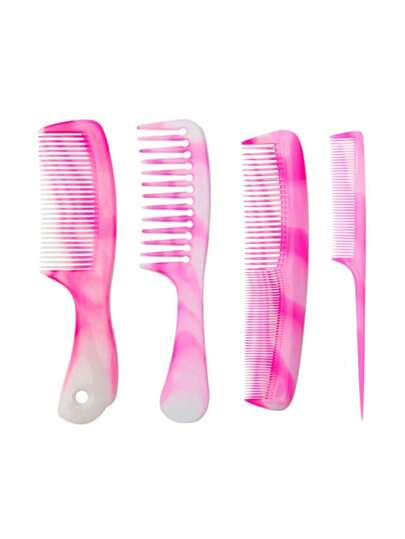 1/4 Pieces Pink Hair Comb Set - Multifunctional Hair Comb, Wide Tooth Comb, Fine Tooth Comb, Mouse Tail Comb And Double Headed Comb, Made Of High-Quality ABS Material, Suitable For Both Men And Women, Suitable For All Hair Types, Hair Clips, Hair Accessories, Back To School Supplies
