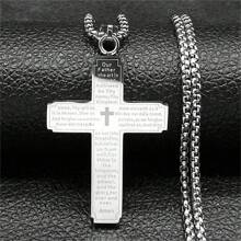 Jesus Cross Bible Pendant Necklace For Men Stainless Steel Gold/Silver/Black Color Christian Hip Hop Chain Religious Amulet Jewelry Gift QKC