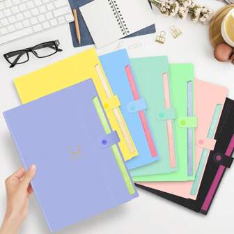 1 PC Expanding File Folder, 5 Pockets Accordion File Organizer, A4 Letter Size Paper Document Receipt Organizer Filing Folder For Classroom, Home, Office And Travel, Back To School, School Supplies