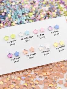 50 件 Aurora Mocha 星形美甲装饰，6 毫米彩色树脂五角星美甲水钻，适合 DIY - 彩色 - 查看 2