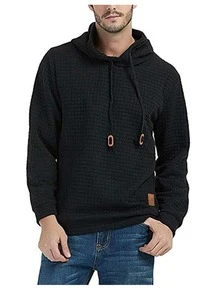 Sudadera con capucha de punto de manga larga para hombre - Negro - Ver 5