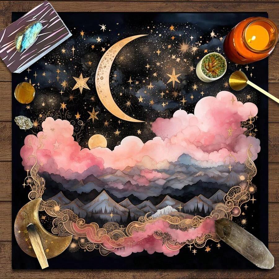 1 件装塔罗牌桌布祭坛布月相太阳星空巫术祭坛仪式装饰道具占卜卡牌桌布