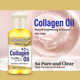 75ml 92% 胶原蛋白油，滋养和滋润肌肤，适用于手臂、腿部、腹部和全身，有助于改善皮肤弹性和光滑度，减少干燥和粗糙，易于吸收，不油腻，使皮肤感觉清新。身体护理按摩油，适合所有皮肤类型