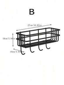 1pc Nail-Free Bathroom/Kitchen Shelf, Shower Gel & Cosmetic & Towel Storage Organizer Rack, Bathroom Accessories, Room Decor Bathroom Accessories - Black - View 8