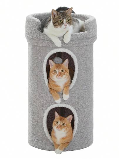 PAWZ Road Árbol de flores para gatos, torre pequeña para gatos de 73cm para gatos de interior con apartamento súper grande, cueva para gatos de 2 niveles