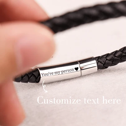 Pulsera personalizada, pulsera con nombre de hombre grabada, pulsera personalizada para hombres, regalo personalizado para él, regalo para el Día del Padre, regalo para hombres