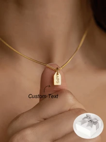 Mặt dây chuyền chữ cái đầu tên theo phong cách tối giản, mạ vàng 18K, làm từ thép không gỉ, thích hợp làm quà tặng bạn bè hoặc quà tặng thú cưng. - Nhiều màu - Xem 1
