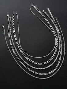 17KM 9 stuks minimalistische punk hiphop coole roestvrijstalen ketting en armband sieradenset voor mannen, geschikt voor daten, vakantie, dagelijks gebruik, neutrale stijl (geen doos)