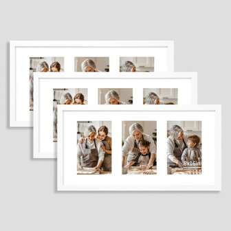 1/3 件 8*16 英寸 3 色木质相框 | 白色、黑色、木色 | 可容纳 4*6 英寸照片 | 适用于美学房间装饰、沿海风格空间、极简主义生活、宠物主题活动和精品 Airbnb 造型