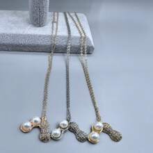 1 chiếc vòng cổ mặt dây chuyền hạt đậu phộng giả ngọc trai thời trang thanh lịch, quà tặng Giáng sinh cho phụ nữ - 1 chiếc - Xem 3