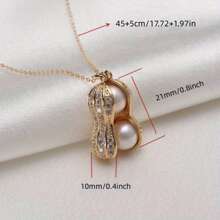 1 chiếc vòng cổ mặt dây chuyền hạt đậu phộng giả ngọc trai thời trang thanh lịch, quà tặng Giáng sinh cho phụ nữ - 1 chiếc - Xem 4