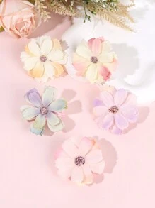 10 件装女孩花朵发夹浅色仿真花朵发夹优雅花朵发夹花朵胸针发夹适用于新娘派对、海滩、婚礼儿童婴儿发饰 - 彩色 - 查看 3