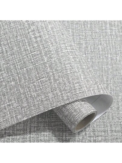 Roll Verlichting Grijs Linen Wallpaper Home Self Adhesive Peel Stick Wand Paper Bedroom Dinning Room Kitchen Cabinets Stickers Thicken Mildew Proof Removable Contact Countertops Furniture Renovation Birthday Graduation view 2