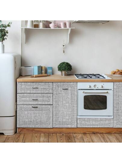 Roll Verlichting Grijs Linen Wallpaper Home Self Adhesive Peel Stick Wand Paper Bedroom Dinning Room Kitchen Cabinets Stickers Thicken Mildew Proof Removable Contact Countertops Furniture Renovation Birthday Graduation view 10