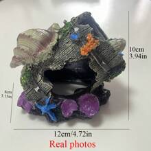 Unique Resin Betta Cave Hideout - Fish And Shrimp Shelter, Antique Wine Barrel Shell Aquarium Decoration Ornament - Multicolor - View 2