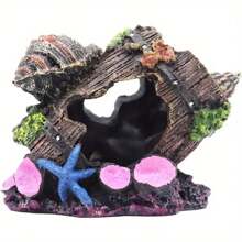 Unique Resin Betta Cave Hideout - Fish And Shrimp Shelter, Antique Wine Barrel Shell Aquarium Decoration Ornament - Multicolor - View 1