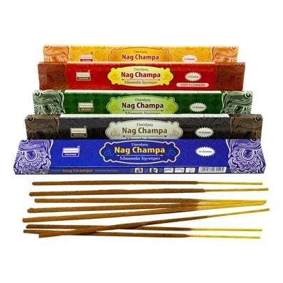 Incenso Nag Champa Darshan Indiano de massala kit 5 aromas deliciosos queima suave