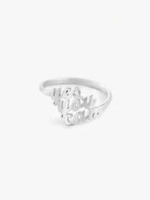 TRACEE Private Custom Name Ring Classic Ins Style Letter Ring Couple 18K Gold Stainless Steel Jewelry Silvery - Silver - View 13