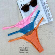 Kit With 5 Plus Size Panties With Lace Thong Adjustment Sexy Lingerie - Nhiều màu - Xem 4