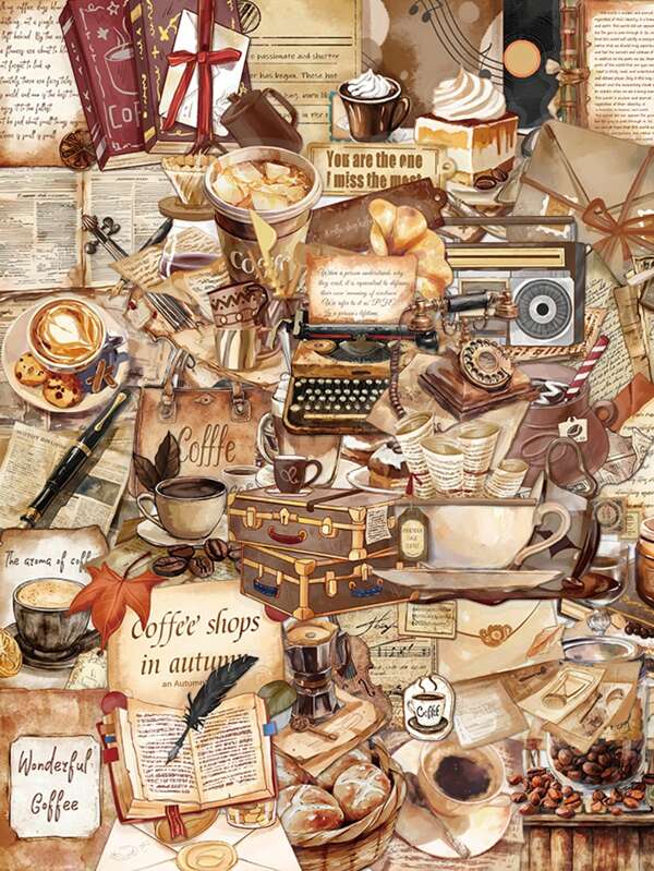 50pcs Retro Coffee Themed Stickers Suitable For Diary, Scrapbooks, Phone Cases, Notebooks, Water Bottles, Waterproof Decorative Pet Sticker Back To School