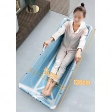 Rainaut Portable Bathtub 53In Collapsible Soaking Bath Tub Blue Thickened Plastic Folding Bathtub Freestanding Bathtub For Adults, Bearing Capacity 92.48lbs (Without Lid) Portable Foldable Bathtub Soaking Standing Bath Tub For Hot Bath Ice Bath Spa The Best Gift/Present For Family&Friends Happy Christmas - Blue - View 10