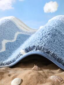 DAJIANG 1pc Flocked Wave Bathroom Mat, Soft Geometric Pattern Super Thick Bathroom Carpet, Suitable For All Seasons, Fresh Style, Non-Slip TPR Bottom, Strong Water Absorption, Easy To Clean, Machine Washable, Soft And Comfortable, Suitable For Home Living Room, Bathroom Vanity, Bathtub, Shower Room, Sink, Ideal Choice For Home Bathroom Decor, Thick And Fluffy, Perfect Accent For Entryway Decor.