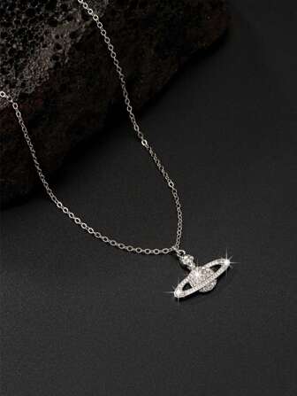 1 st minimalistiskt elegant planethängehalsband, lämpligt att para ihop med älvklänningar och glittrande kristallhalsband