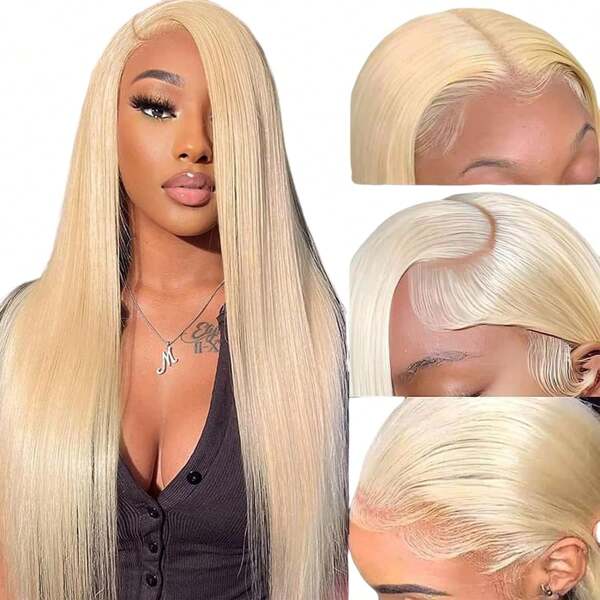 613 Lace Front Wig Human Hair 13x4 HD Transparent Straight Wigs Human Hair Blonde Lace Front Wigs Human Hair Pre Plucked Glueless Wigs Human Hair Blonde Lace Frontal Human Hair Wigs 150% Densidade