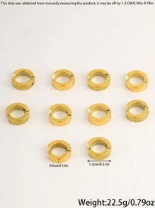 5 Cặp Bông Tai Vòng Tròn Bằng Thép Không Gỉ Tối Giản, Phù Hợp Cho Cả Nam Và Nữ - Vàng-1 - Xem 6