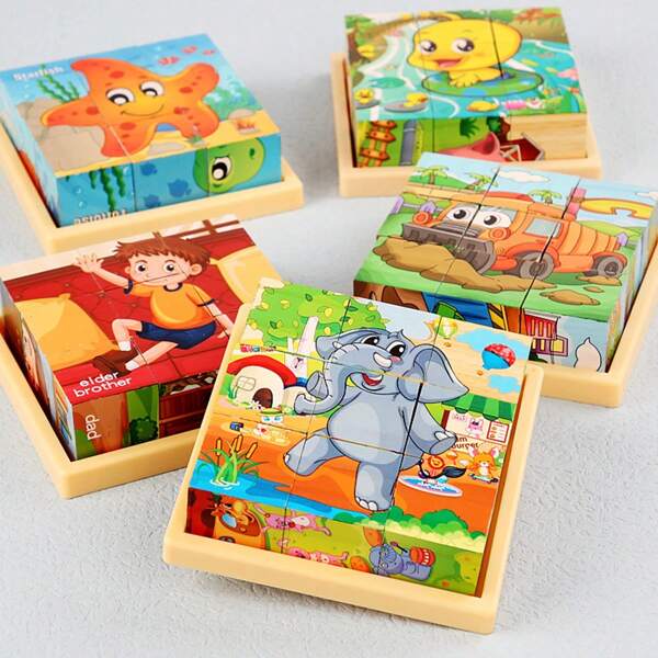 1pc 6 Jigsaw Animal World Farm Animals Puzzle Toys, Intellectual Enhancement Puzzle Toy Brings Intelligence Development And Happiness