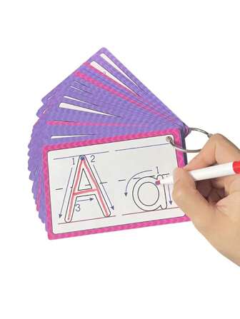 1 Set Reusable Alphabet A-Z Tracing & Wiping Educational Flash Cards, Upper & Lower Case Letter Writing Practice Tools, ABC Learning Activity Cards