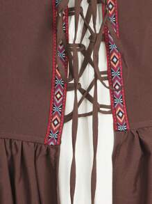 Halloween Costume Womens Renaissance Medieval Irish Gown Over Dress Costume - Outer Dress - màu nâu - Xem 5