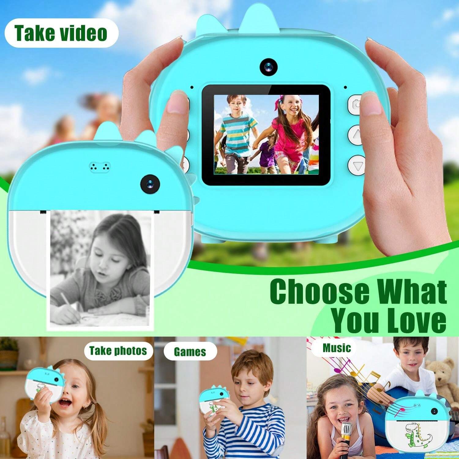 EACOPOL Kids Instant Print Camera With Dual Lens, 1080P HD Digital Camera, 2.4" Screen, 32GB - View #7