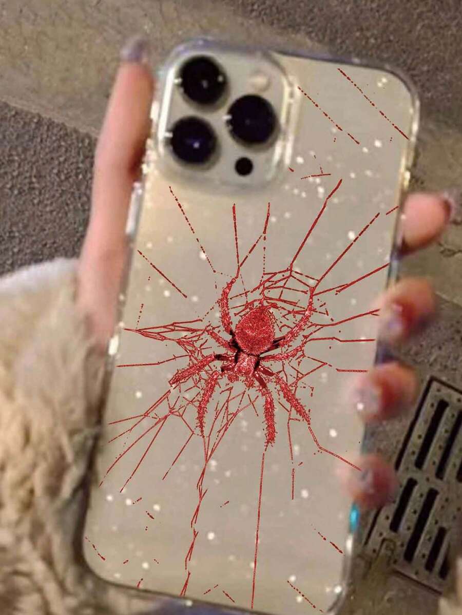 1 个黑色/蓝色/红色创意蜘蛛极简情侣设计闪亮软手机壳，兼容 iPhone 7/8G、Xs、Xr、Xsmax、11/12/13/14/15/16、12、11/12/13/14/15/16 Pro、11/12/13/14/15/16 Pro Max、14/15/16 Plus - 藍色 - 查看 1