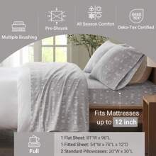 Cozy Touch 3/4 Pieces Lightweight Flannel Bedding Sheet Sets,Utra-Soft Easy Care With 12"-14"Deep Pockets,Multi-Ink Printed Home Textile Fits Diverse Home Decor,3 Pieces Set For Twin Size And 4 Pieces Set For QUEEN-KING-CAL KING Size - Con gấu - Xem 1