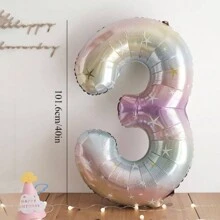 1pc 40-Inch Ombre Rainbow Giant Number Balloon, Photo Prop Birthday Decor