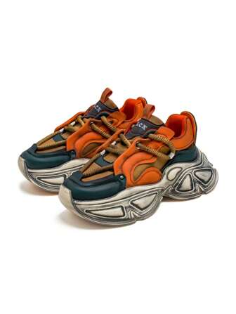 Men's Comfortable Fashionable Casual Versatile Low-Top Thick Sole Dotted Pattern Sneakers