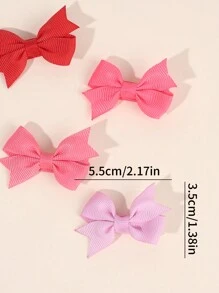24 件装热粉色蝴蝶结，适合幼儿女孩，红色粉色小罗缎蝴蝶结发夹，优雅鳄鱼夹，带尾巴，纯色发夹，适合所有季节，情人节头饰，儿童婴儿发饰 - 彩色 - 查看 6