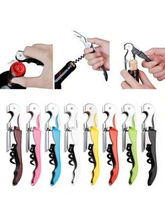 1 件套专业侍者开瓶器葡萄酒开瓶器套装，彩色葡萄酒开瓶器，多功能啤酒开瓶器，创意便携式开瓶器，适用于餐厅、侍者、调酒师和派对，适合户外、露营，送给父亲的礼物