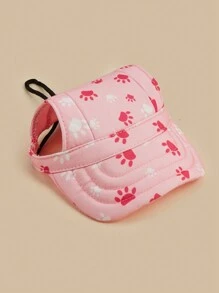 1 pezzo Cappello da sole per animali domestici con stampa di zampa rosa, berretto da baseball carino a tema cartoni animati, adatto per gatti e cani di taglia media/grande
