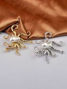 1 Broche personalizado de perla barroca grande con diseño de pulpo tropical y pasador de alta calidad para abrigo, accesorio para abrigo